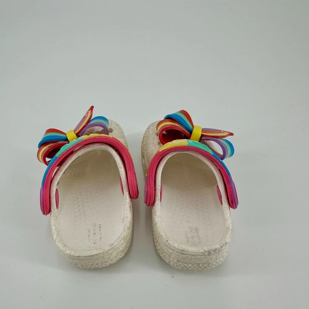 Crocs JoJo Siwa White Glitter Kids‎ Clogs Shoes Size 4